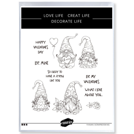 Love Valentine's Day Series Cute Gnome And Hearts Clear Stamp YX928-S