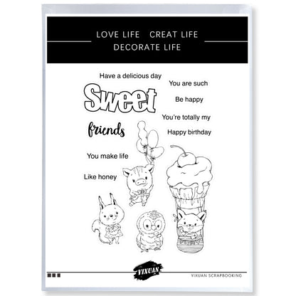 Sweet Cupcake And Cute Animals Cutting Dies And Stamp Set YX825-S+D