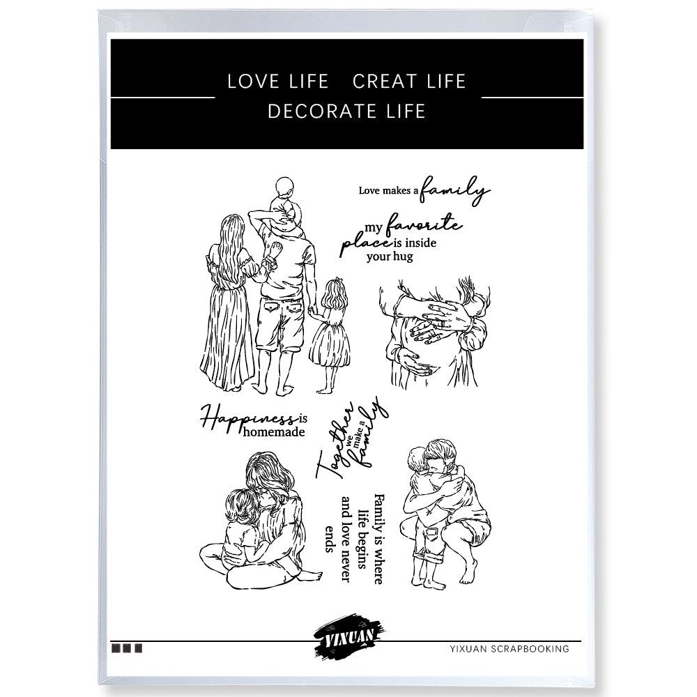 Father's Day Mother's Day Love Family Cutting Dies And Stamp Set YX1025-S+D