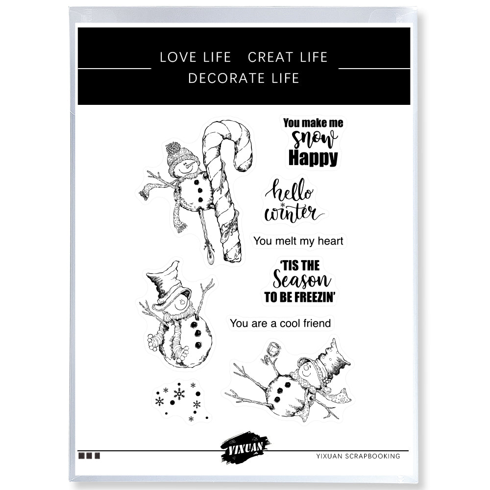 Cute Snowman And Christmas Cane Cutting Dies And Photopolymer Stamp Set YX810-S+D