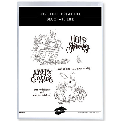 Happy Easter Eggs And Rabbits Cutting Dies And Stamp Set YX898-S+D