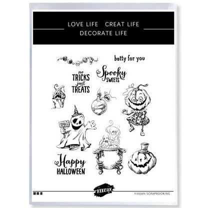 Ghost Pumpkin Spooky Halloween Cutting Dies And Stamp Set YX768-S+D