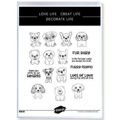 Cute Little Pet Dogs Puppy Cutting Dies And Stamp Set YX577-S+D