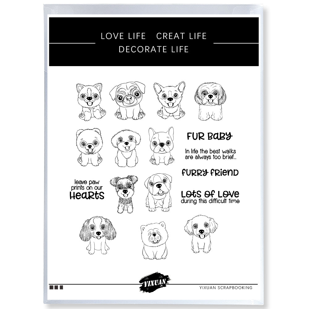 Cute Little Pet Dogs Puppy Cutting Dies And Stamp Set YX577-S+D