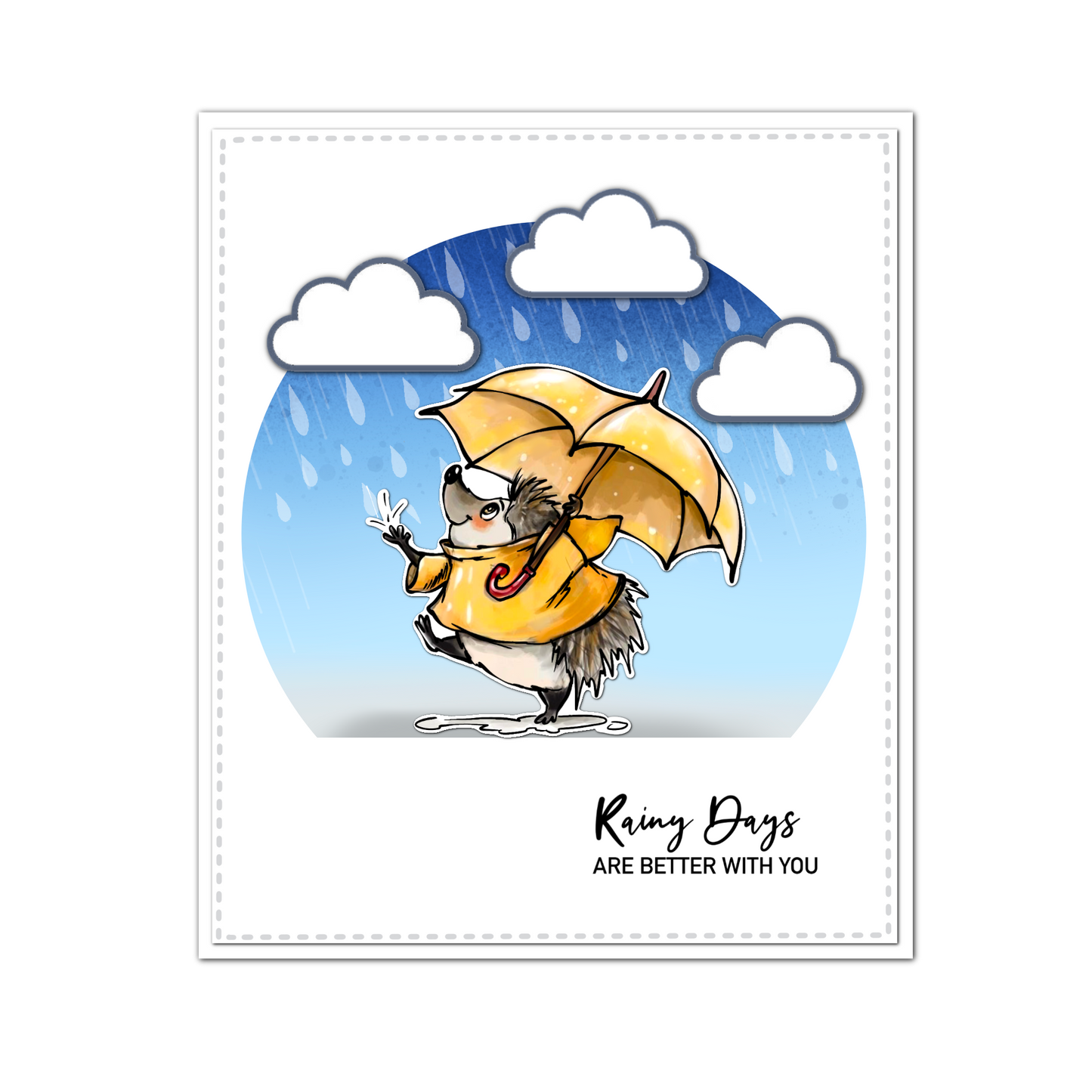 Kawaii Animals On Rainy Day Cutting Dies And Stamp Set YX1181-S+D