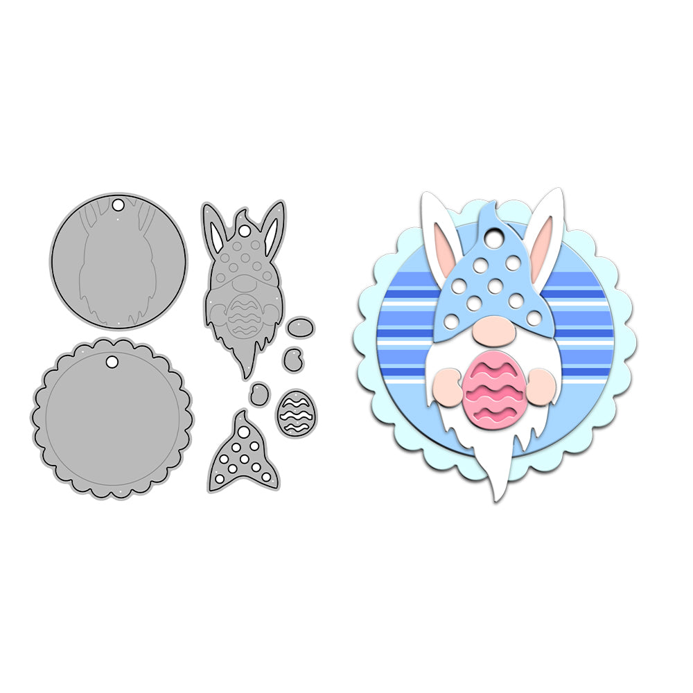 Cute Easter Rabbits Egg Gnome Metal Cutting Dies Set YX1168