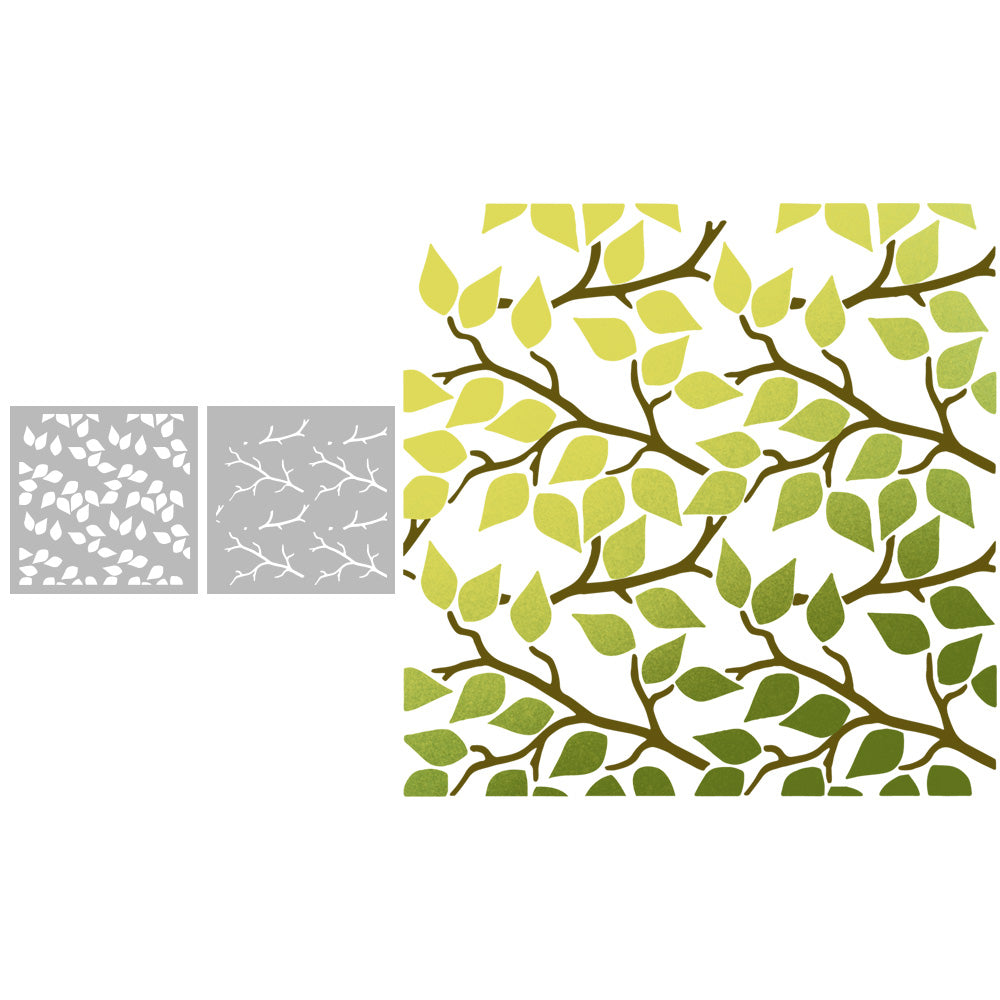 2pcs Spring Series Plant Leaves And Branches Plastic Stencils For Decor Scrapbooking Cards Background 20220817-88