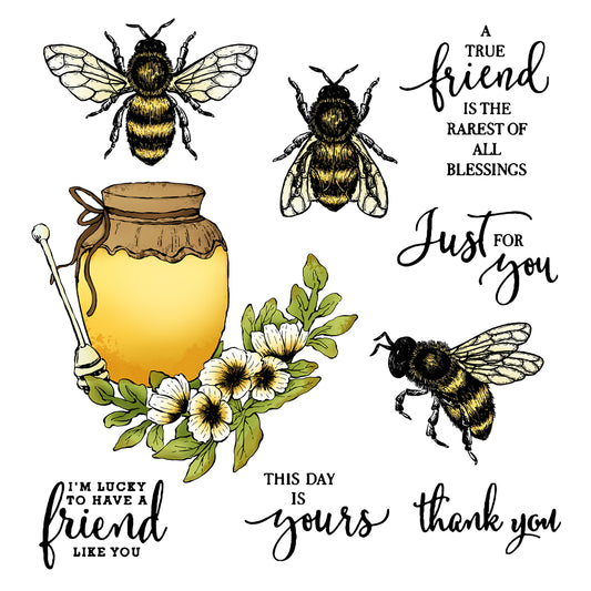 Busy Working Bees And Honey Cutting Dies And Stamp Set YX583-S+D