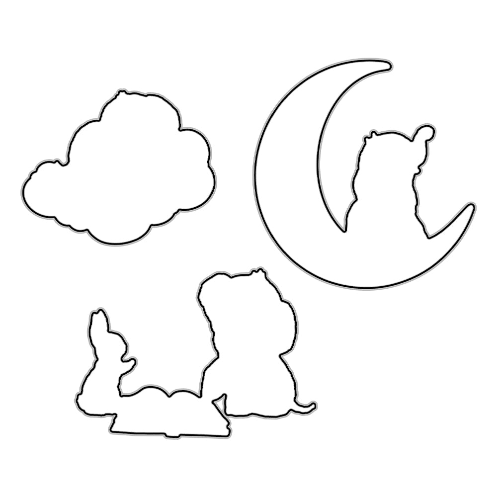 Cute Sleeping Elephant On Moon Clouds Cutting Dies Set YX1203-D