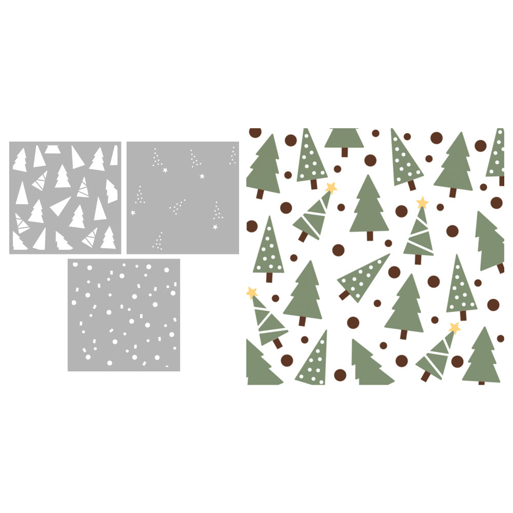 3PCs Background Chritsmas Tree Stencil For Decor YX807