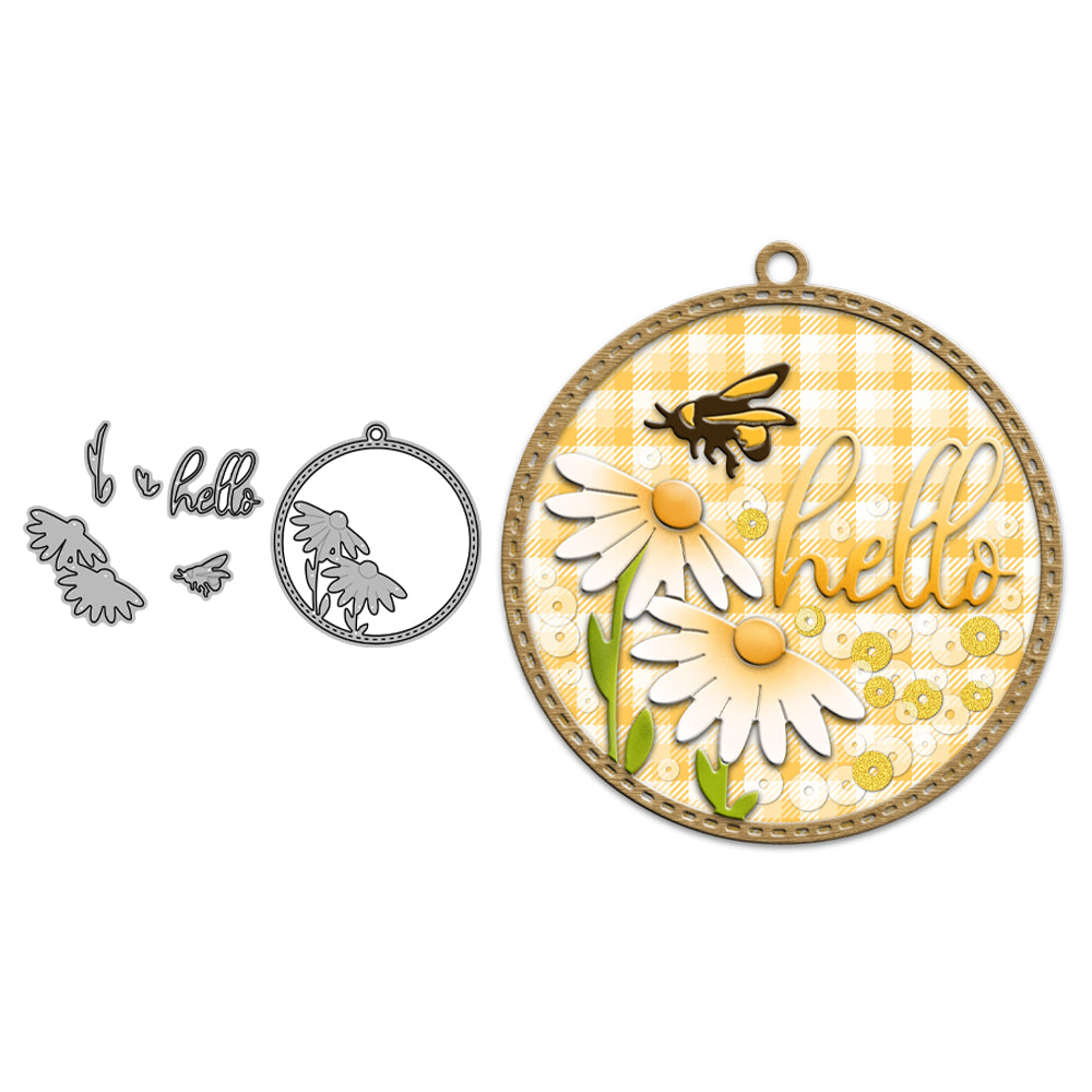 Spring Series Flowers Daisy And Hello Bee Shaker Cutting Dies Set YX1127