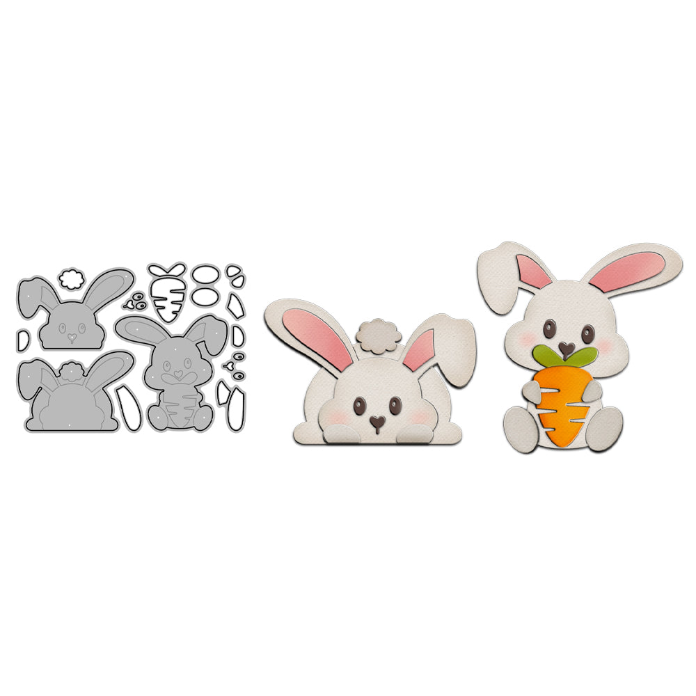 Cute Cartoon Rabbits And Carrot Metal Cutting Dies Set YX1033