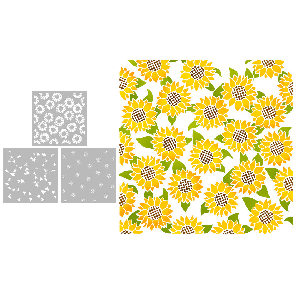 3PCS Spring Blooming Sunflowers Plastic Stencils For Decor Scrapbooking Cards Background 20220817-111