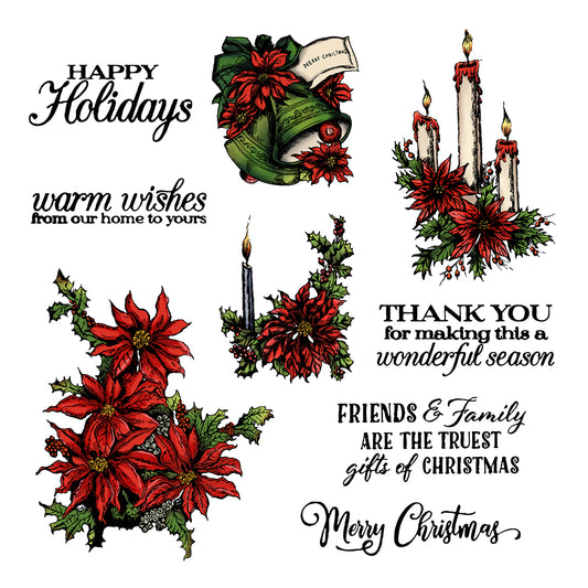 Winter Christmas Jingle Bells Candles Cutting Dies And Stamp Set YX657-S+D