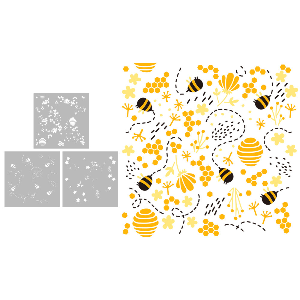 3pcs Sealed Honeycomb And Bees Plastic Stencils For Decor Scrapbooking Cards Background 20220817-17
