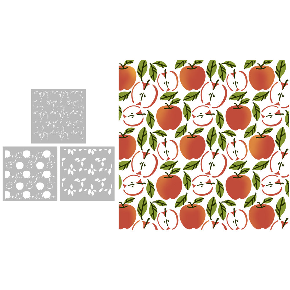 3PCs Background Spring Series Apples Stencils For Decor 20220817-3