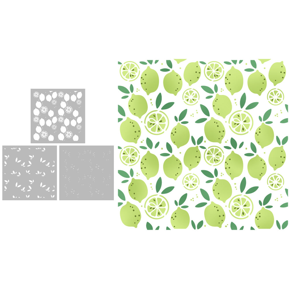3pcs Spring Lemon Lime Plastic Stencils For Decor Scrapbooking Cards Background 20220817-90