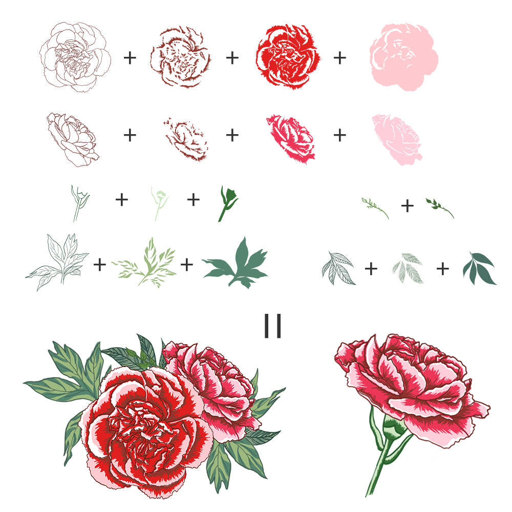 Blooming Roses Flowers Clear Stamp YX649-S
