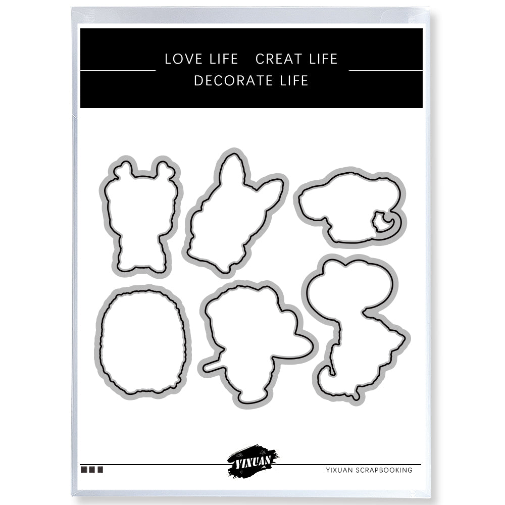 Heart Balloons And Cute Animals Cutting Dies Set For Valentine's Day YX876-D