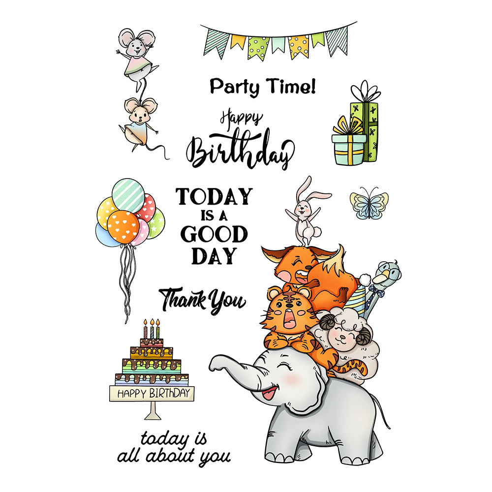 Animals Happy Birthday Party Decor Cutting Dies And Stamp Set YX504-S+D