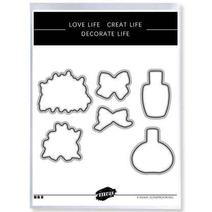 Blooming Lily Flowers And Bows Perfume Cutting Dies And Stamp Set YX1157-S+D