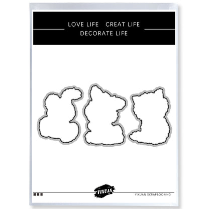 Cute Animals And Heart Cat Dog Rabbit Cutting Dies And Stamp Set YX866-S+D