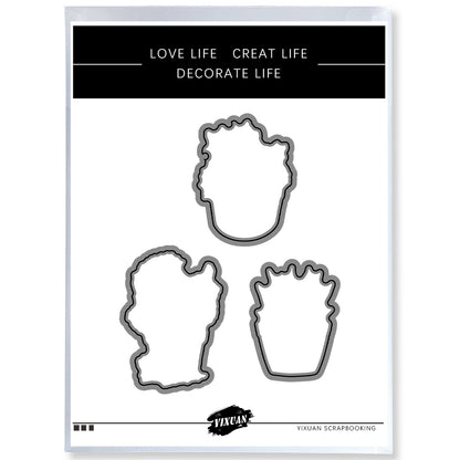 Garden Potted Plants Cactus Succulent Cutting Dies And Stamp Set YX1188-S+D