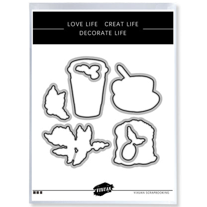 Coffee Beans And Coffee Cups Cutting Dies And Stamp Set YX1075-S+D
