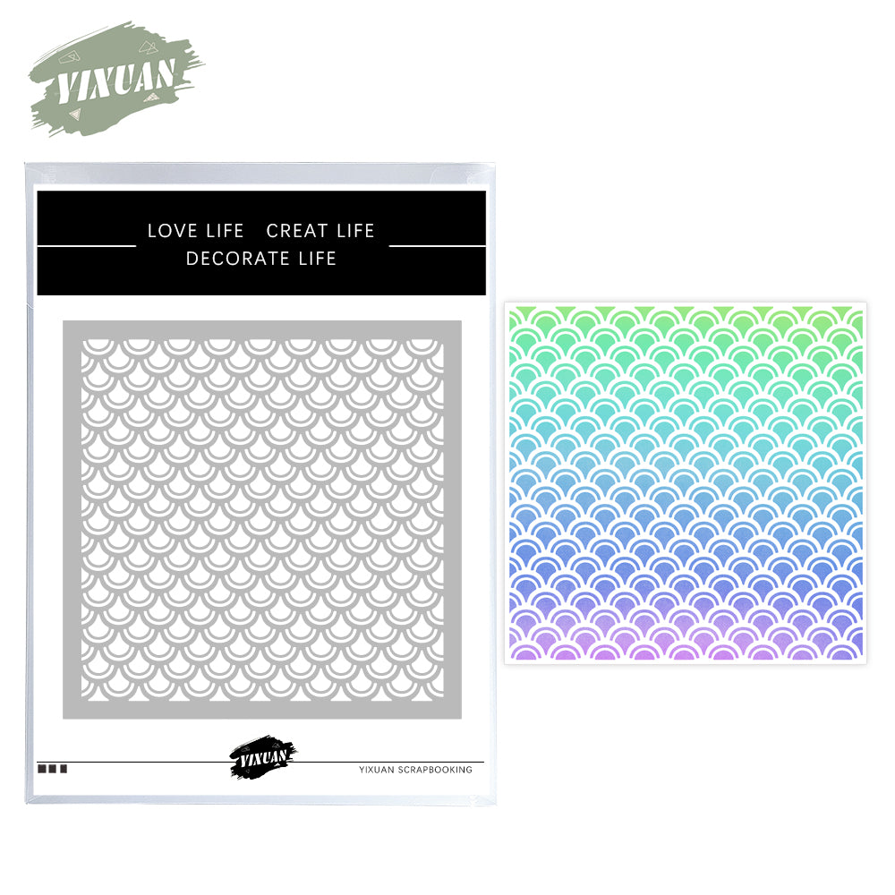 1PC Geometric Scales Plastic Stencils For Decor Scrapbooking Card Making 20220817-93