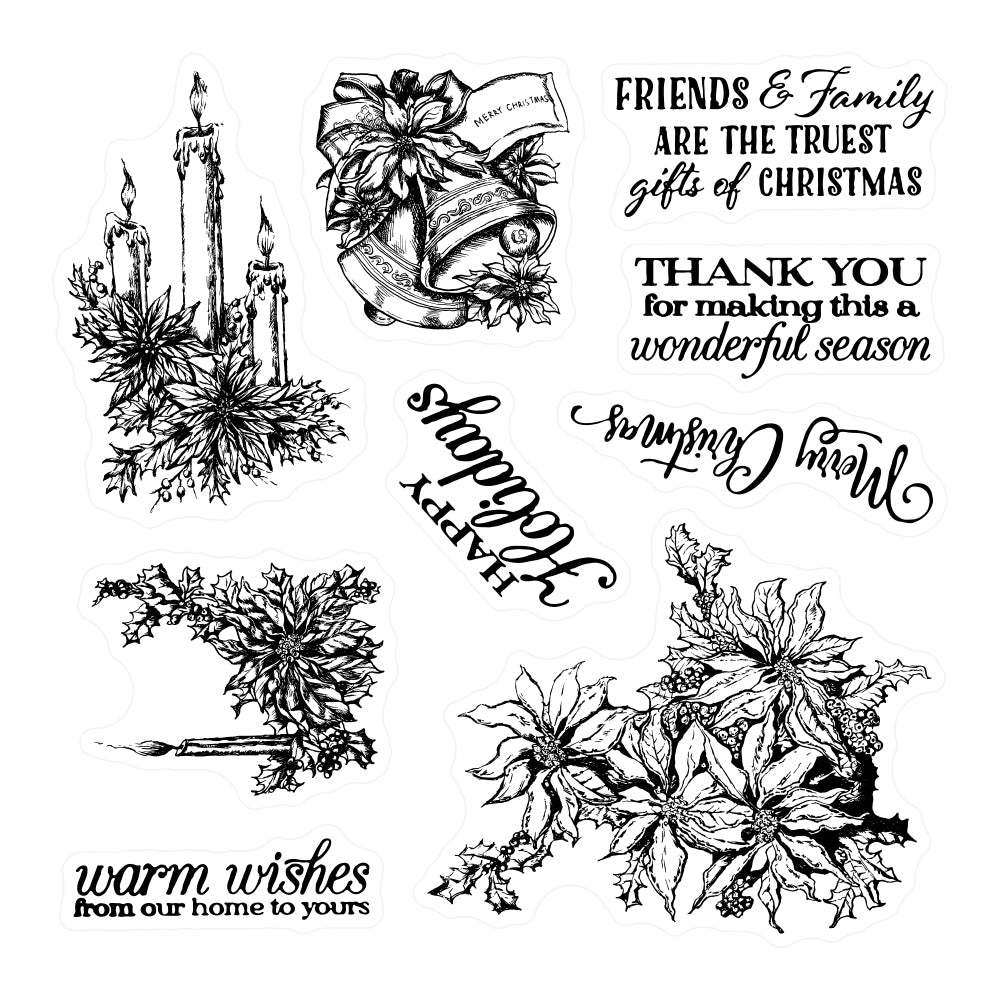 Winter Christmas Jingle Bells Candles Clear Stamp YX657-S