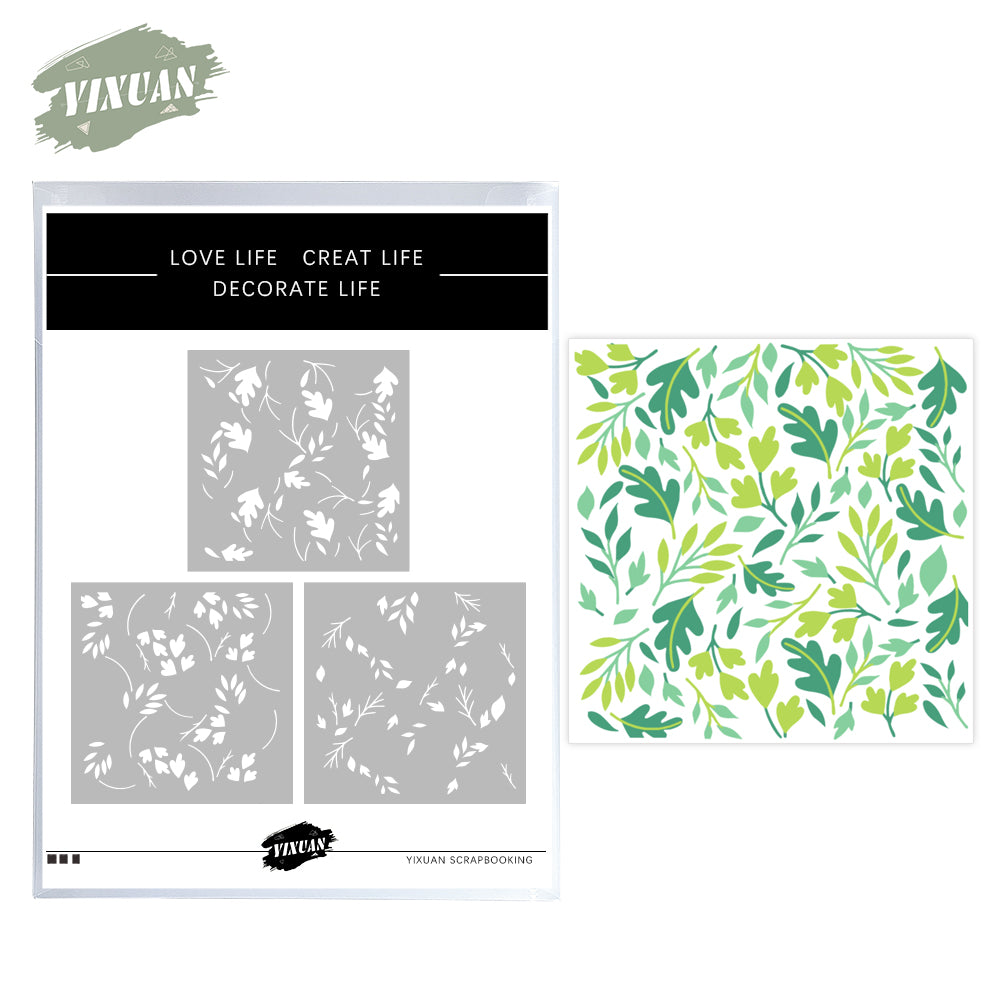 3pcs Spring Series leaves Plastic Stencils For Decor Scrapbooking Cards Background 20220817-5