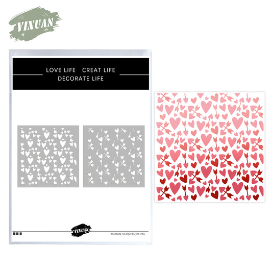 2PCs Valentine's Day Series Love Hearts And Arrows Plastic Stencils For Decor Scrapbooking Card Making 20220817-45