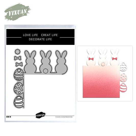 Easter Eggs And Kawaii Rabbits Metal Cutting Dies Set YX989