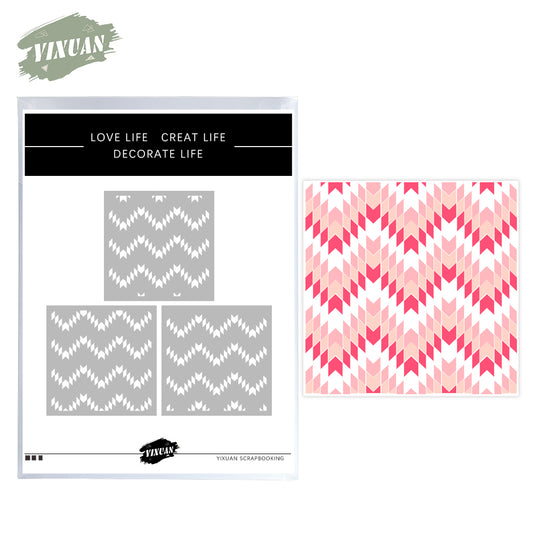 3PCS Geometric Waves Plastic Stencils For Decor Scrapbooking Cards Background 20220817-121