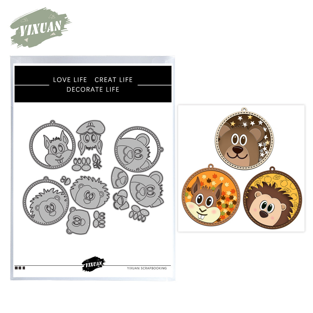 Cute Animals Head Round Shaker Cutting Dies Set YX1014,YX1015,YX1016