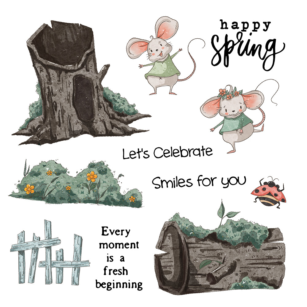 Mouse Branches Nature Home Cutting Dies And Stamp Set YX481-S+D