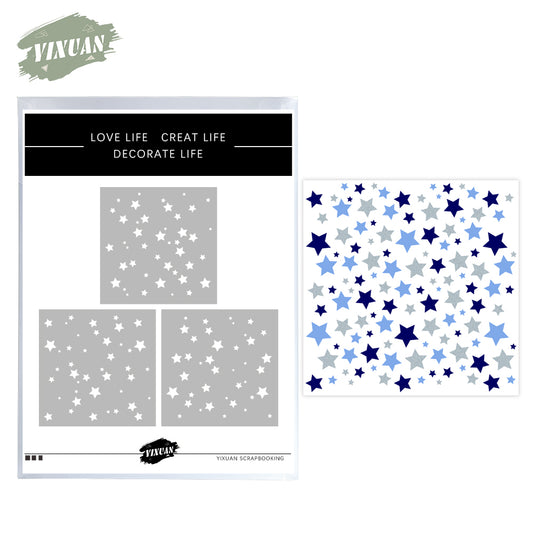 3PCs Background Stars Plastic Stencils For Decor Scrapbooking Card Making 20220817-109