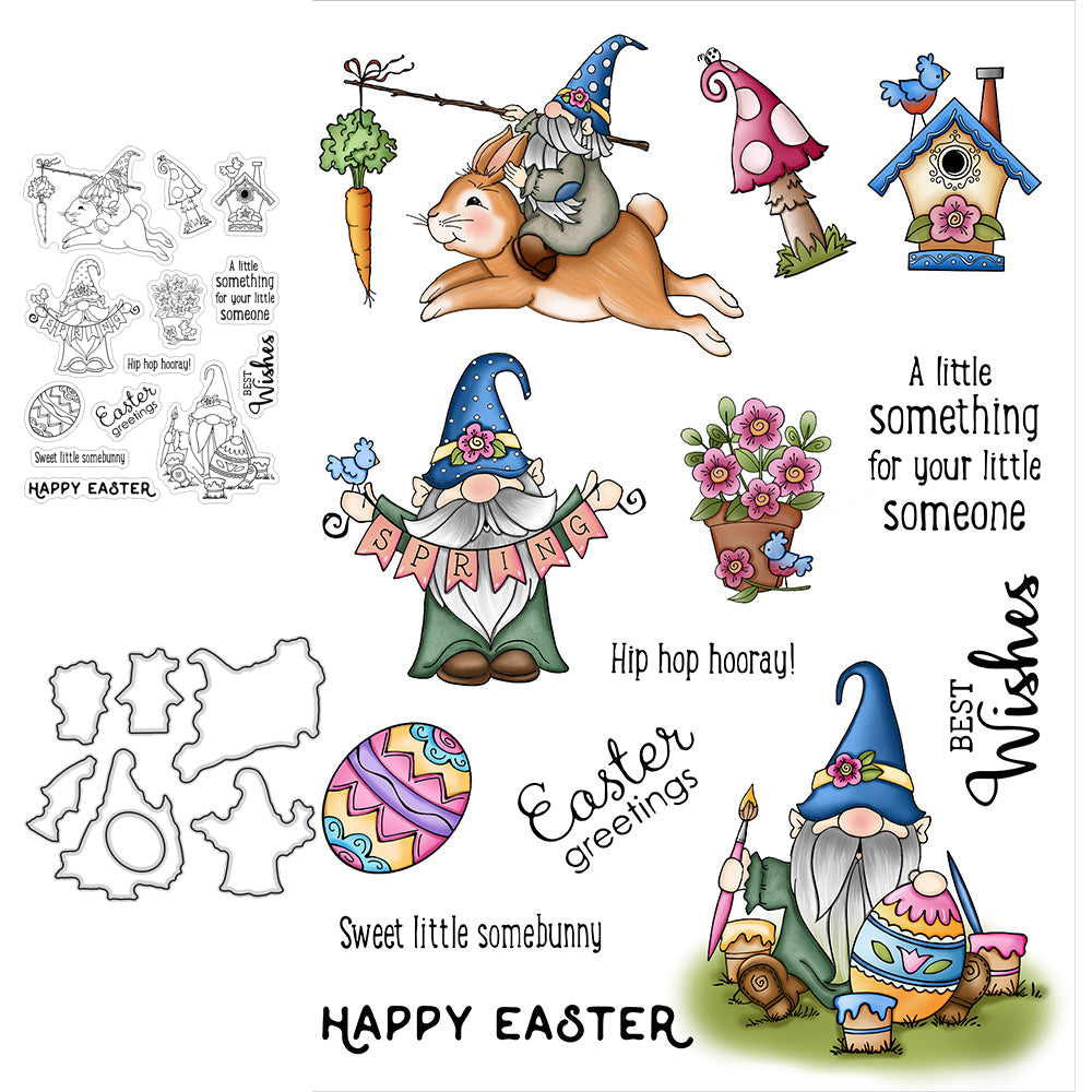 Easter Eggs Gnome Cutting Dies And Stamp Set YX387-S+D