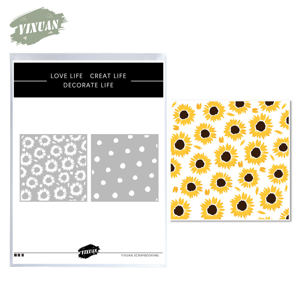 2PCs Bloomed Sunflowers Background Stencil For Decor YX843