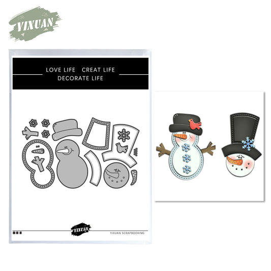 Cute Gentle Snowman In Hat Cutting Dies Set YX799