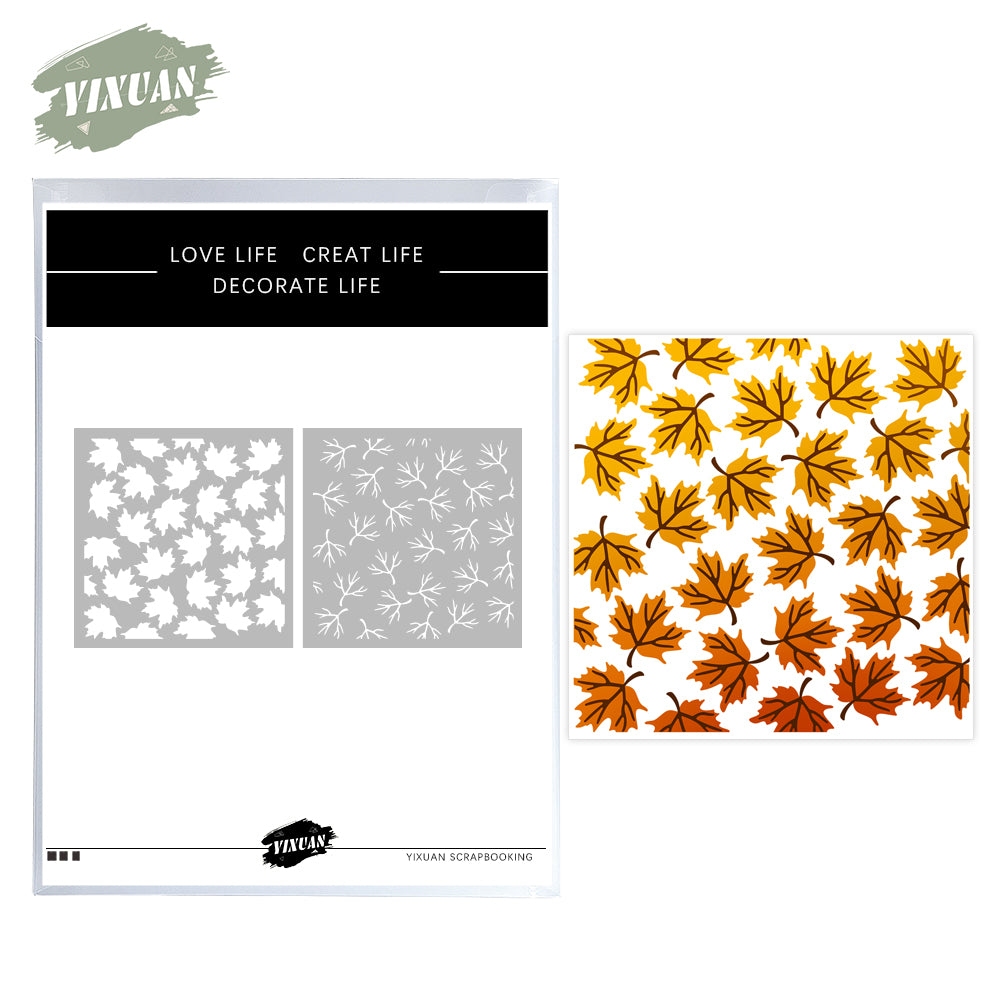 2pcs Nature Maple Leaves Plastic Stencils For Decor Scrapbooking Card Making 20220817-92