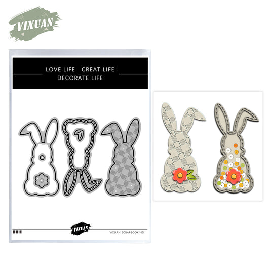 Easter Series Cute Rabbits Shaker Metal Cutting Dies Set YX1030