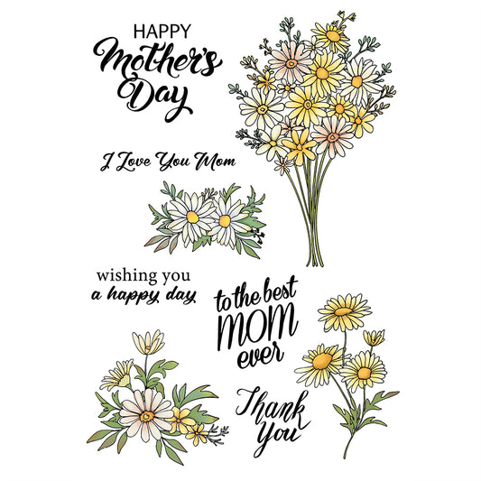 Blooming Daisy Flowers Mother's Day Cutting Dies And Stamp Set YX508-S+D