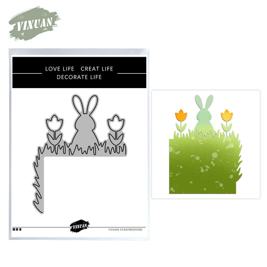 Kawaii Easter Rabbit And Florals Metal Cutting Dies Set YX993