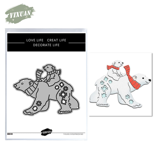 2022 Winter Christmas Cute Polar Bear Mini Cutting Dies Set YX821