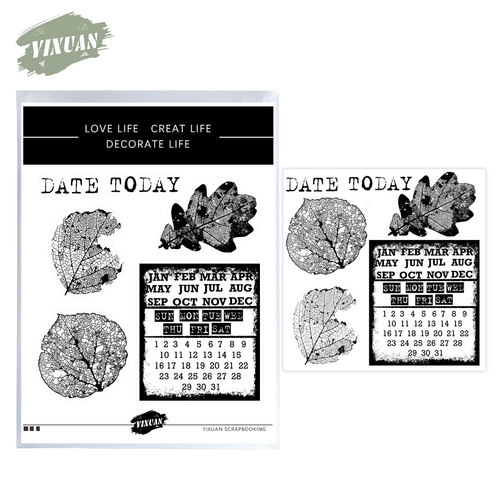 Autumn Winter Leaves And Calendar Cutting Dies And Stamp Set YX867-S+D
