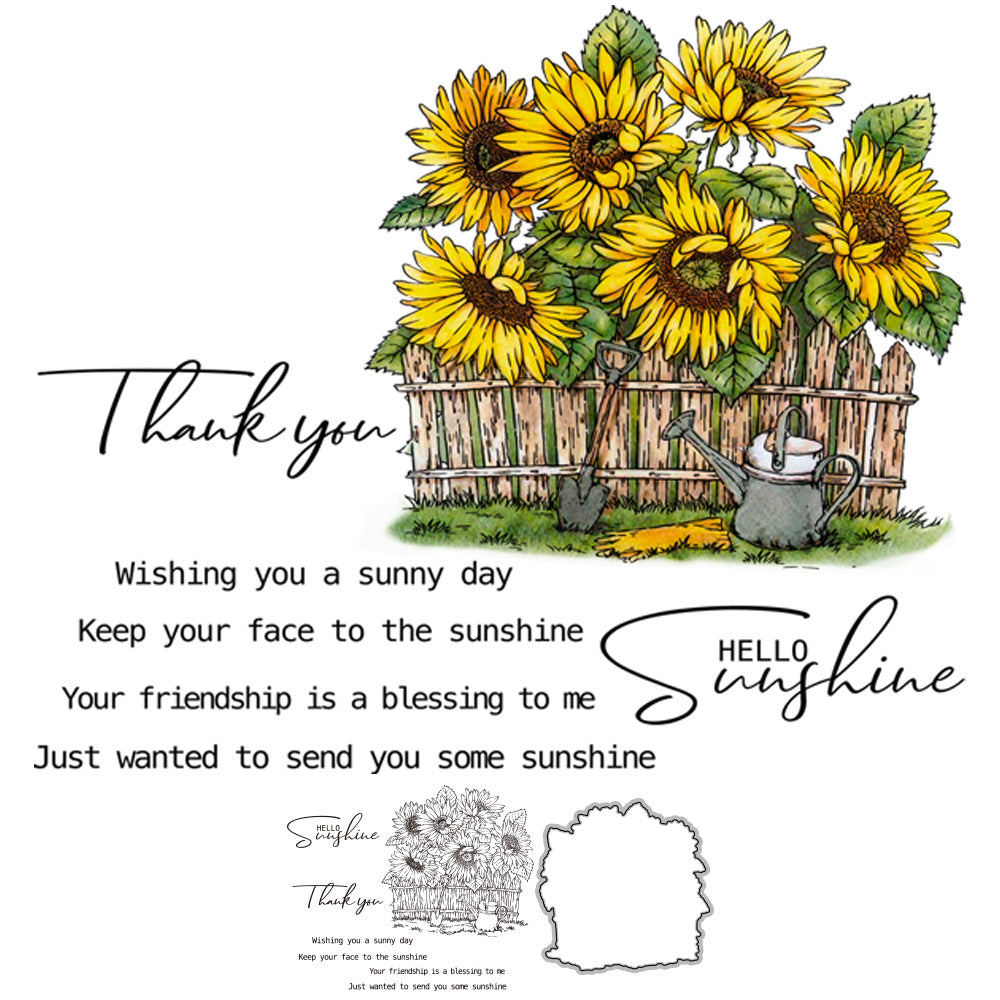 Spring Series Blooming Sunflowers Basket Cutting Dies And Stamp Set YX949-S+D