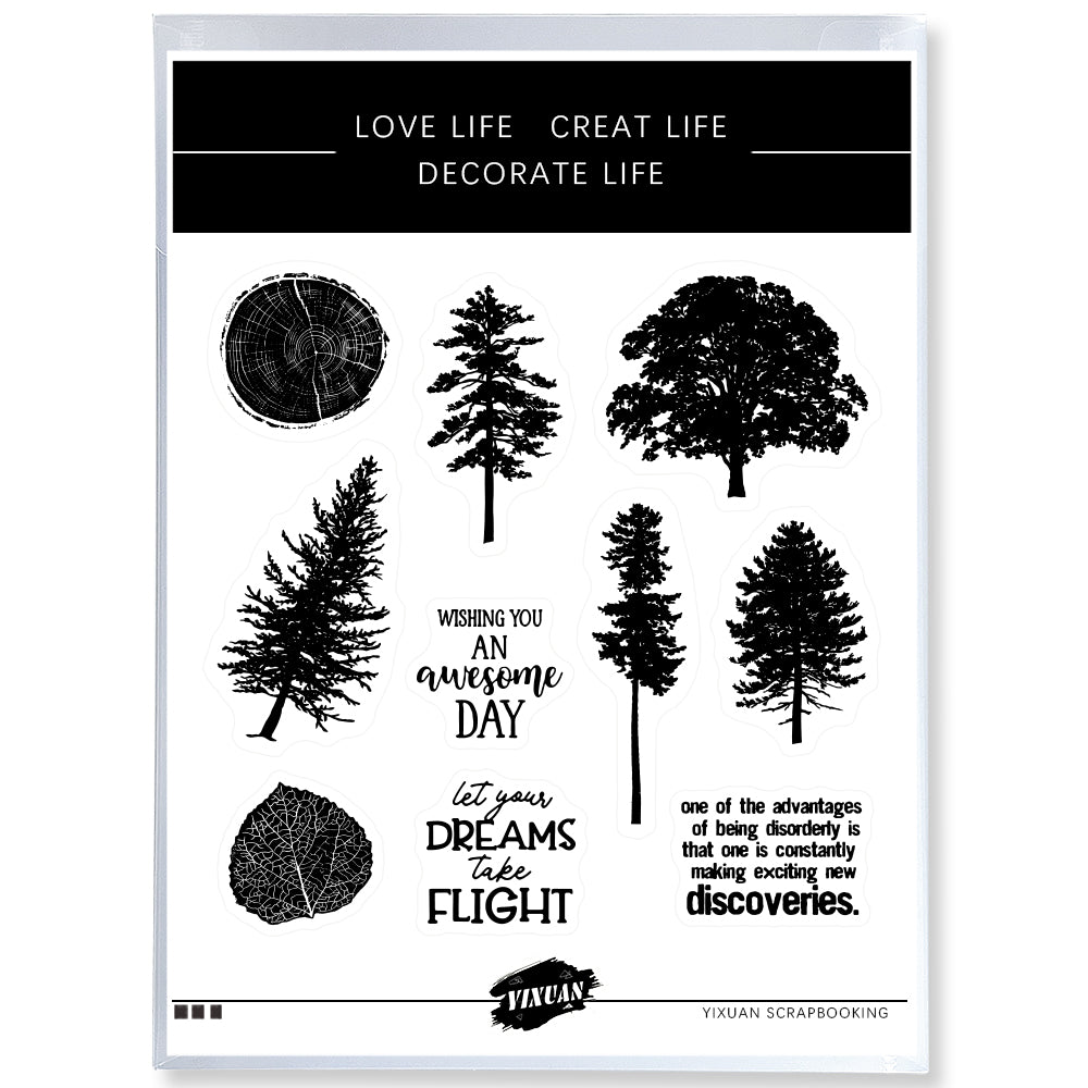 Forest Pine And Leaves Cutting Dies And Stamp Set YX488-S+D