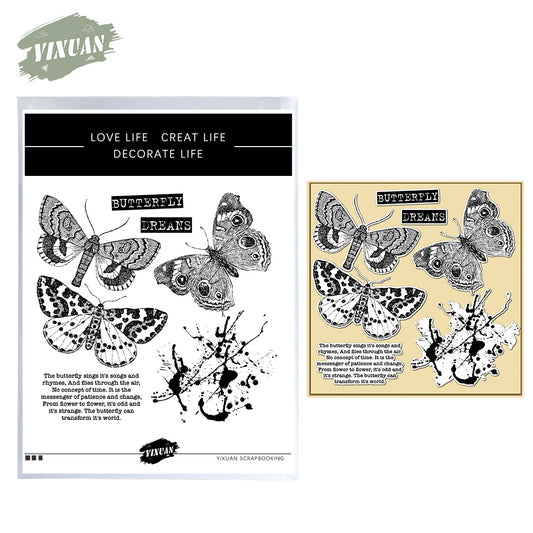 Nature Beautiful Butterfly Retro Vintage Clear Stamp YX1106