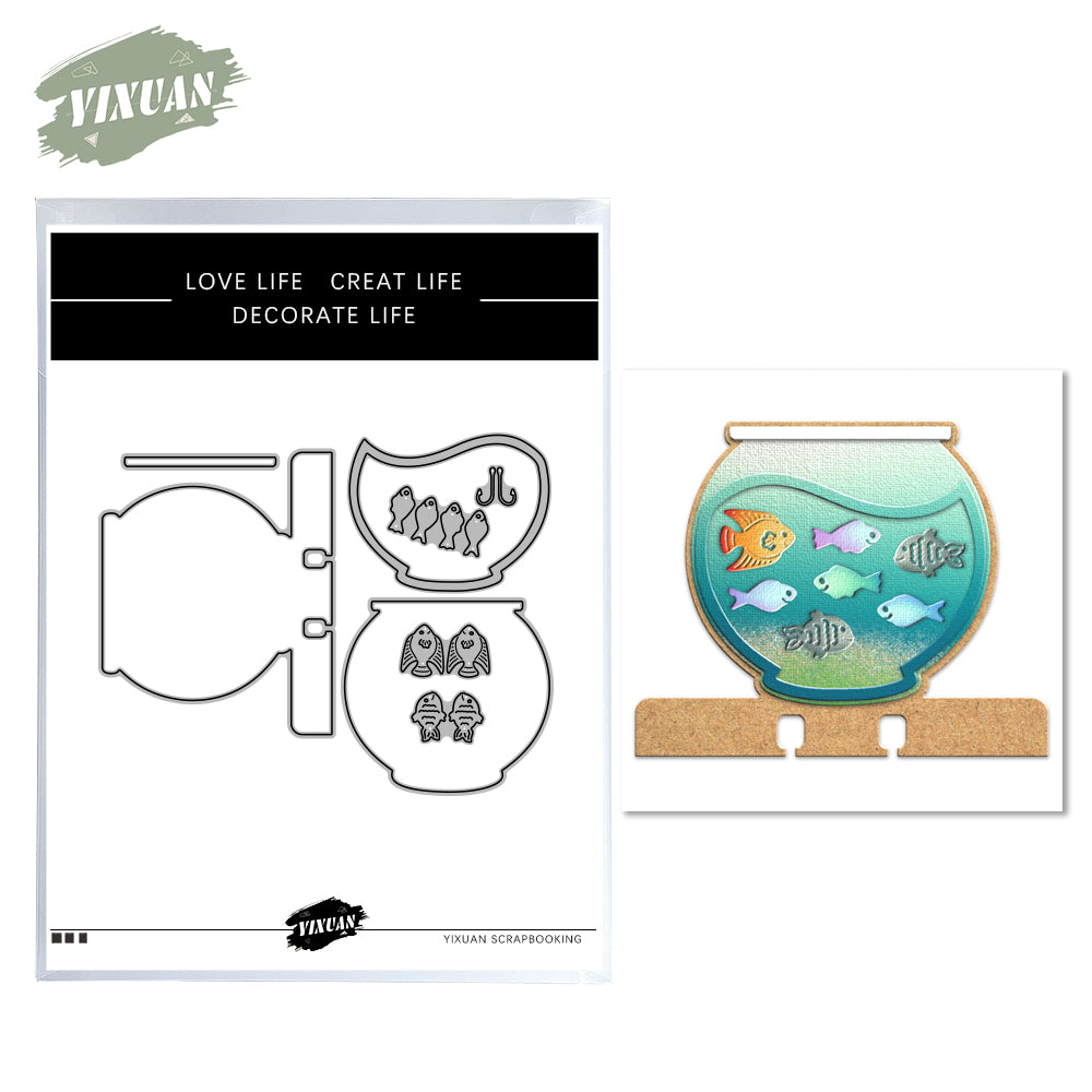 Adorable Fishes And Fish Tank Box Cutting Dies Set YX739